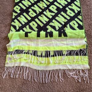 Victoria’s Secret PINK scarf | Neon yellow/neon green and black w fringed edges
